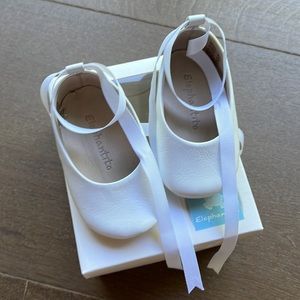White ballerina tie baby shoes size 2